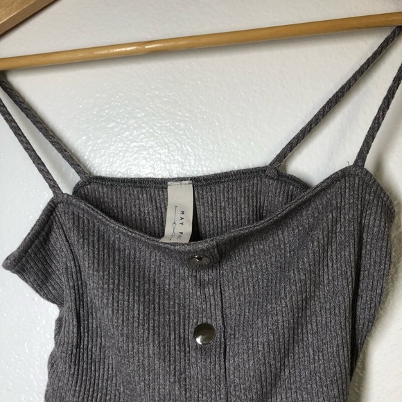 May Pink Grey Strap Crop Top - Picture 3 of 6